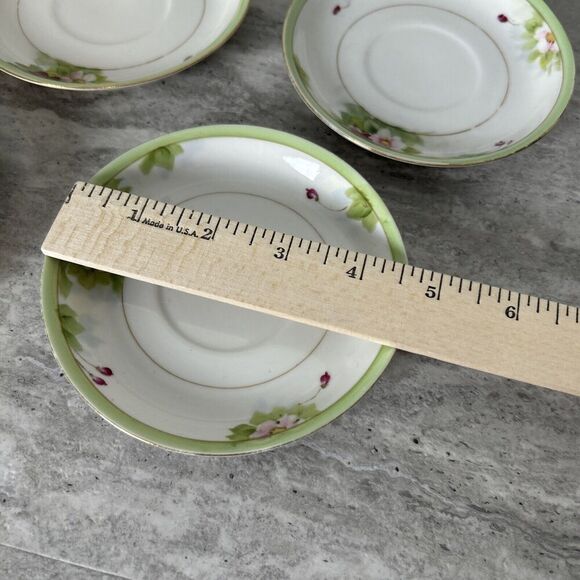 Saucers 4.5" Floral Spray Gold Filigree trim Set of 5 - Picture 2 of 14